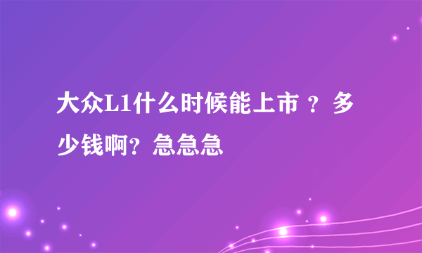 大众L1什么时候能上市 ？多少钱啊？急急急