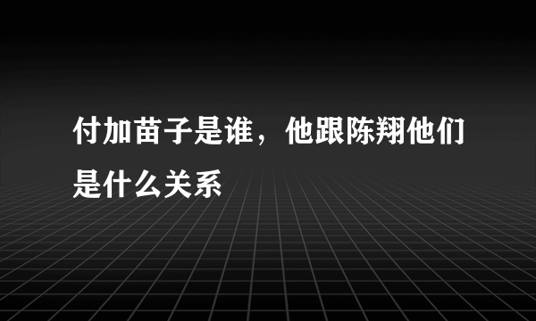 付加苗子是谁，他跟陈翔他们是什么关系