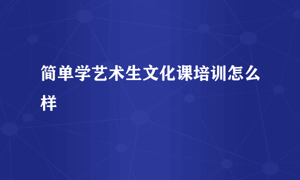 简单学艺术生文化课培训怎么样