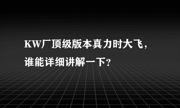 KW厂顶级版本真力时大飞，谁能详细讲解一下？