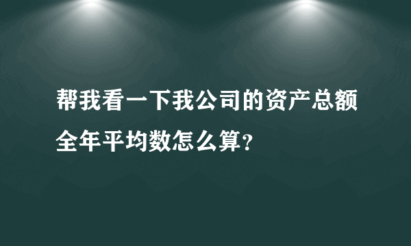 帮我看一下我公司的资产总额全年平均数怎么算？