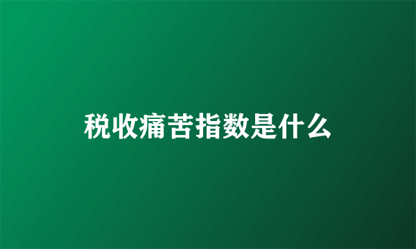 税收痛苦指数是什么