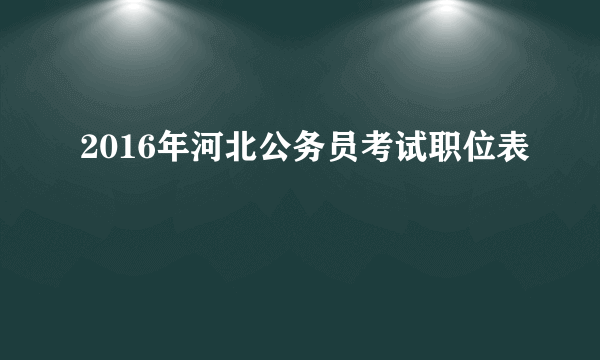 2016年河北公务员考试职位表