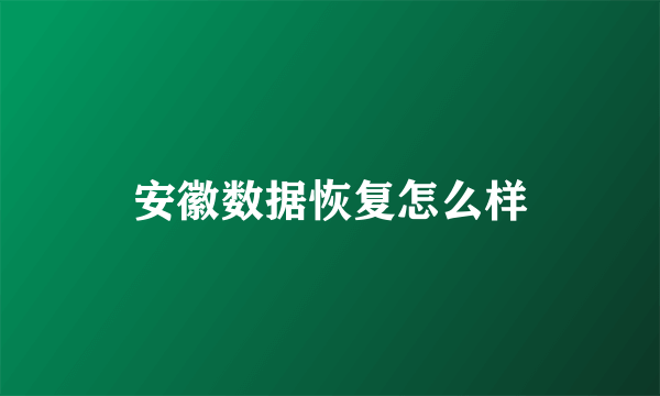 安徽数据恢复怎么样