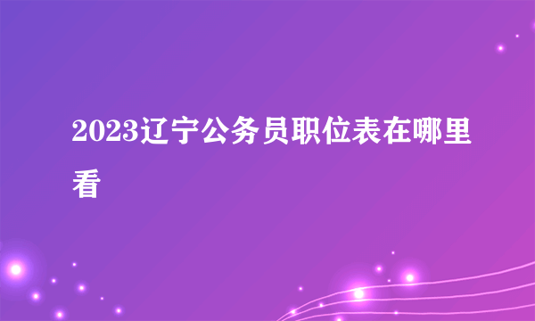 2023辽宁公务员职位表在哪里看