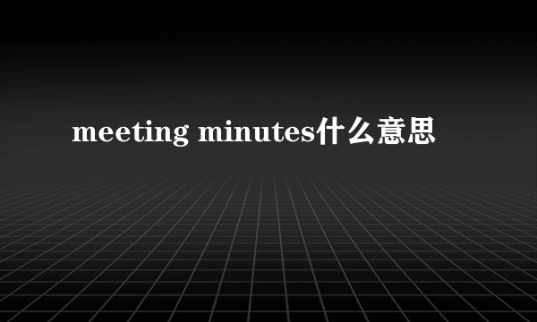 meeting minutes什么意思