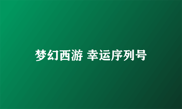 梦幻西游 幸运序列号