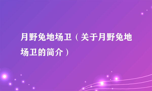 月野兔地场卫（关于月野兔地场卫的简介）