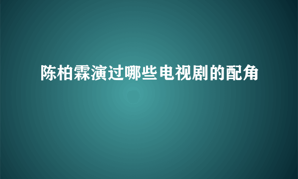 陈柏霖演过哪些电视剧的配角