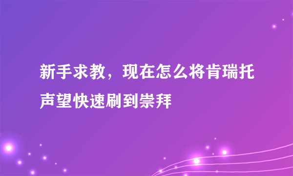 新手求教，现在怎么将肯瑞托声望快速刷到崇拜