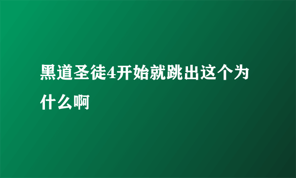 黑道圣徒4开始就跳出这个为什么啊