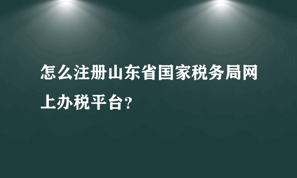 怎么注册山东省国家税务局网上办税平台？