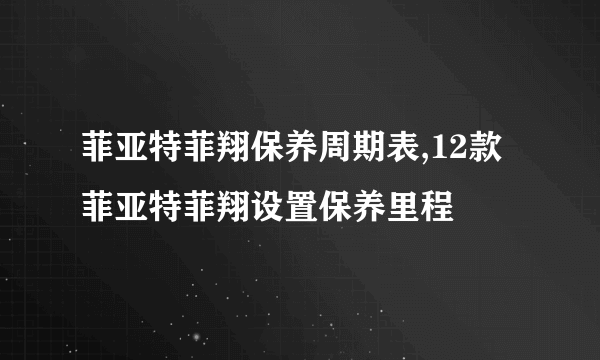 菲亚特菲翔保养周期表,12款菲亚特菲翔设置保养里程