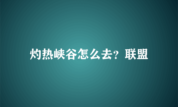 灼热峡谷怎么去？联盟