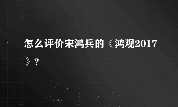 怎么评价宋鸿兵的《鸿观2017》？