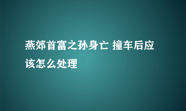 燕郊首富之孙身亡 撞车后应该怎么处理