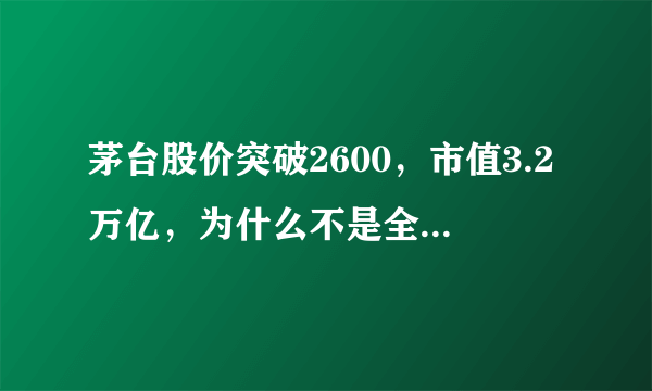 茅台股价突破2600，市值3.2万亿，为什么不是全球第一？