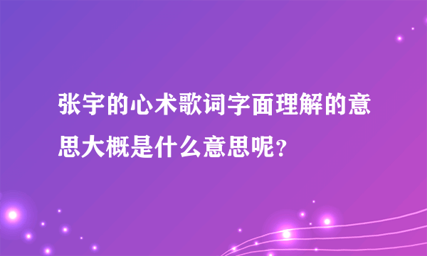 张宇的心术歌词字面理解的意思大概是什么意思呢？