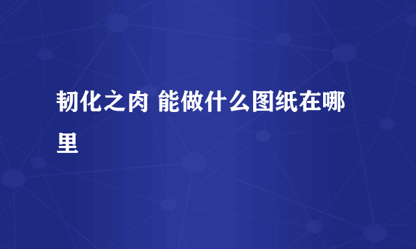 韧化之肉 能做什么图纸在哪里