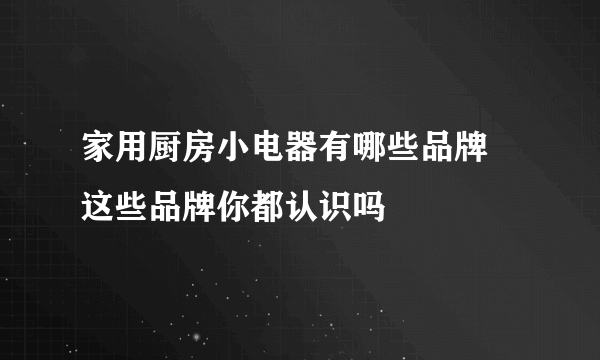 家用厨房小电器有哪些品牌 这些品牌你都认识吗