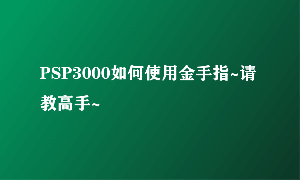 PSP3000如何使用金手指~请教高手~