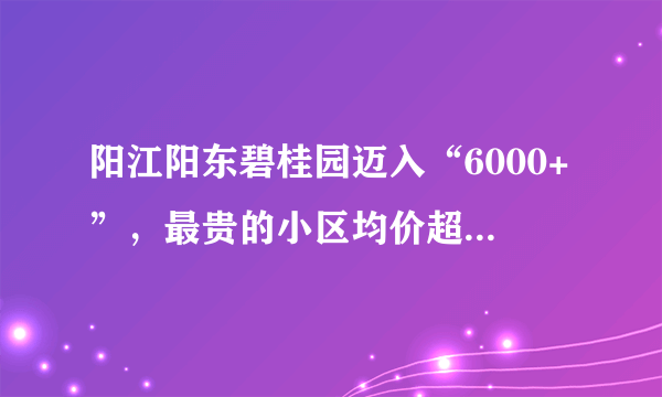 阳江阳东碧桂园迈入“6000+”，最贵的小区均价超过1万/平