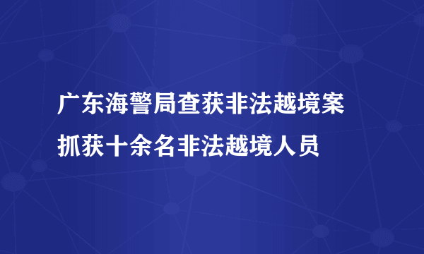 广东海警局查获非法越境案 抓获十余名非法越境人员