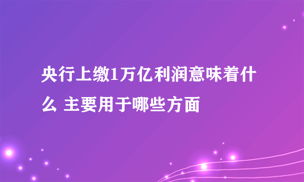 央行上缴1万亿利润意味着什么 主要用于哪些方面