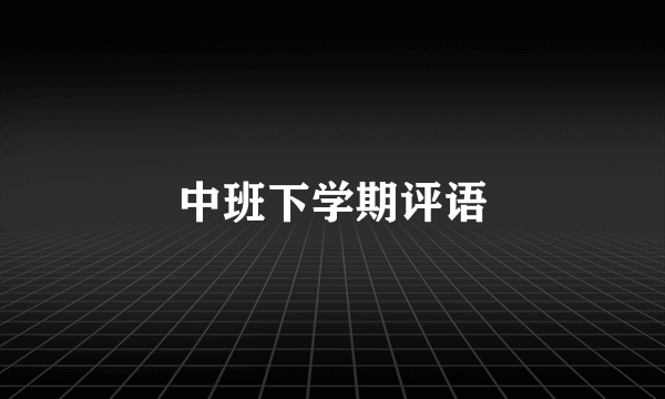 中班下学期评语