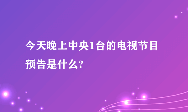 今天晚上中央1台的电视节目预告是什么?