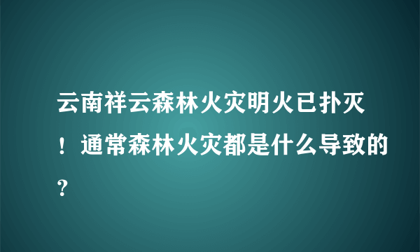 云南祥云森林火灾明火已扑灭！通常森林火灾都是什么导致的？