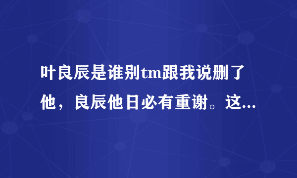 叶良辰是谁别tm跟我说删了他，良辰他日必有重谢。这个人出自哪里。具体点