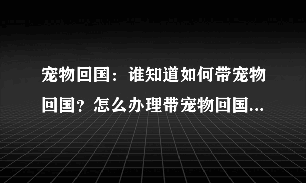 宠物回国：谁知道如何带宠物回国？怎么办理带宠物回国的手续的？