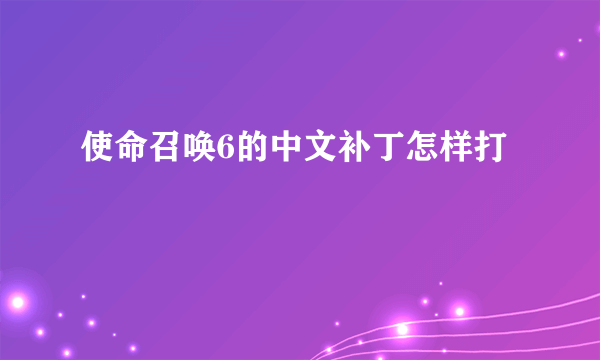 使命召唤6的中文补丁怎样打