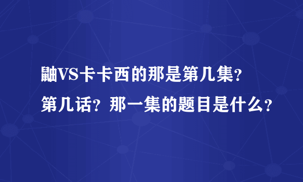 鼬VS卡卡西的那是第几集？第几话？那一集的题目是什么？