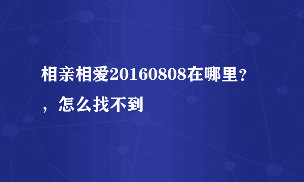 相亲相爱20160808在哪里？，怎么找不到