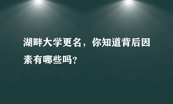 湖畔大学更名，你知道背后因素有哪些吗？