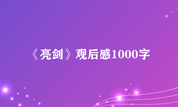 《亮剑》观后感1000字