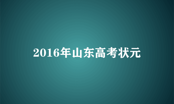 2016年山东高考状元