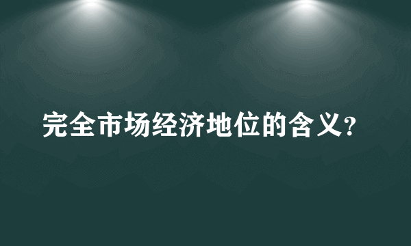 完全市场经济地位的含义？