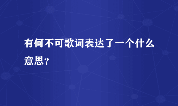 有何不可歌词表达了一个什么意思？