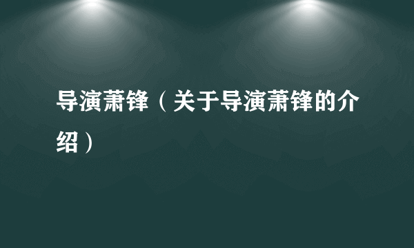 导演萧锋（关于导演萧锋的介绍）