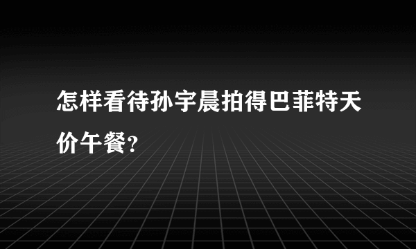 怎样看待孙宇晨拍得巴菲特天价午餐？