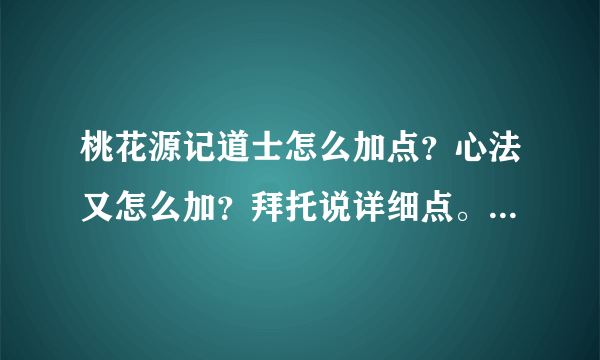 桃花源记道士怎么加点？心法又怎么加？拜托说详细点。。（别用术语，，，我听不懂）