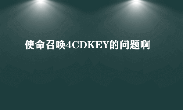 使命召唤4CDKEY的问题啊