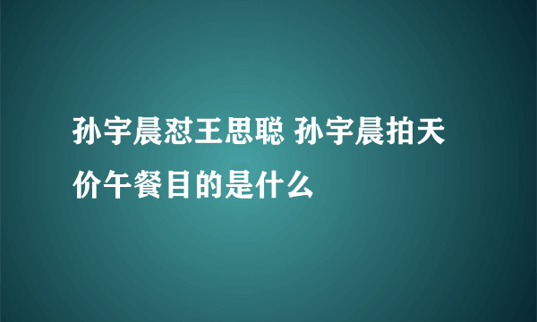 孙宇晨怼王思聪 孙宇晨拍天价午餐目的是什么