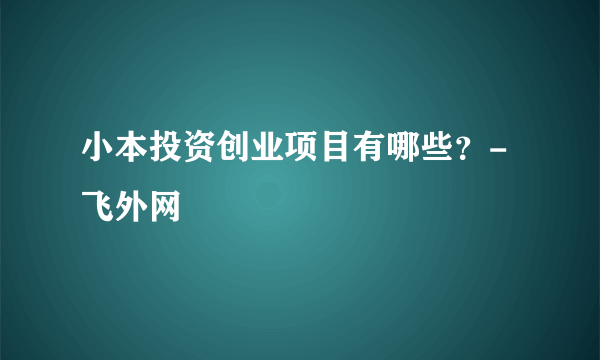 小本投资创业项目有哪些？-飞外网