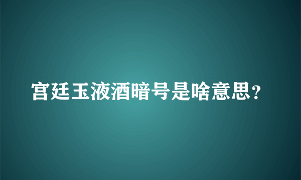 宫廷玉液酒暗号是啥意思？