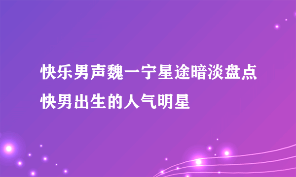 快乐男声魏一宁星途暗淡盘点快男出生的人气明星