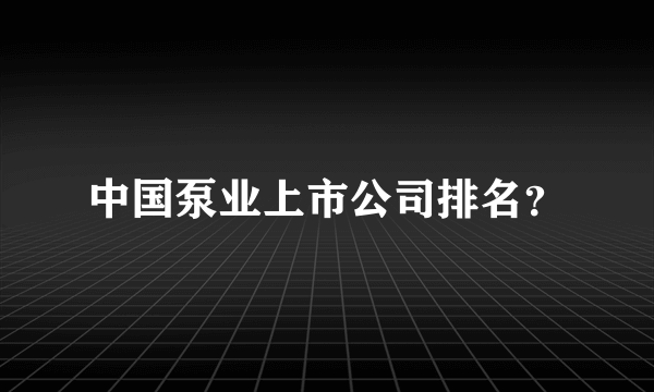 中国泵业上市公司排名？